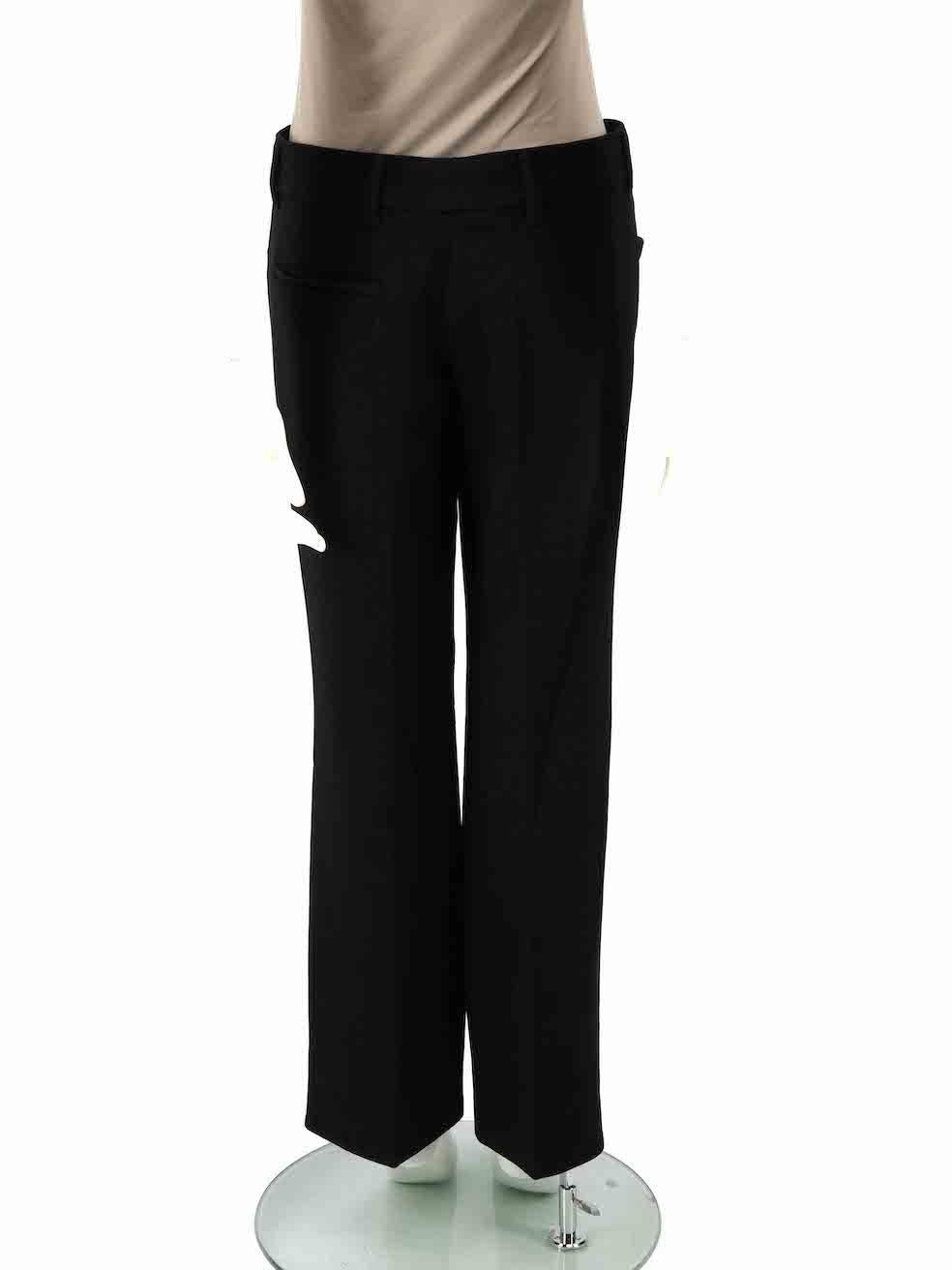 Miu Miu Black Wool Straight Fit Tailored Trousers Size L In Good Condition For Sale In London, GB