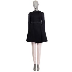 MIU Schwarzer DOUBLE BREASTED BELTED Mantel aus Wolle & Viskose 38 XS