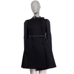 MIU MIU black wool & viscose DOUBLE BREASTED BELTED Coat Jacket 38 XS