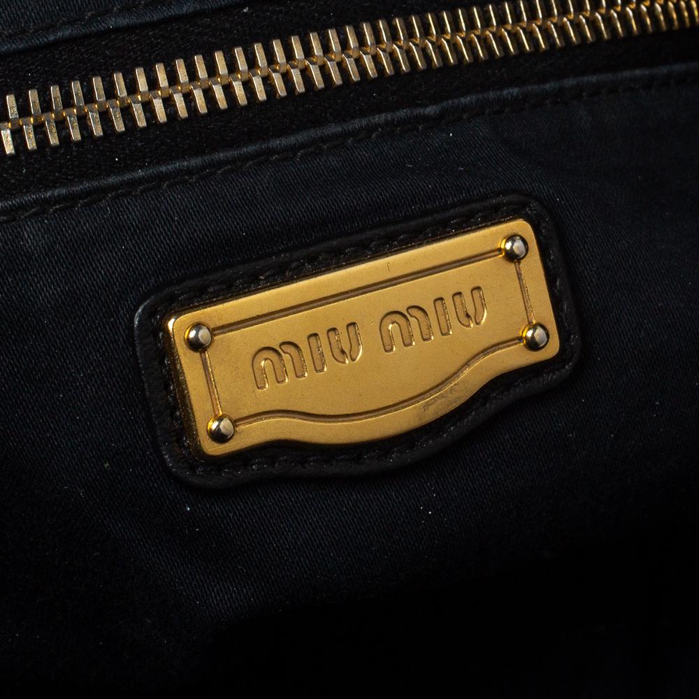 Miu Miu Black Woven Leather Fringe Hobo In Good Condition In Dubai, Al Qouz 2