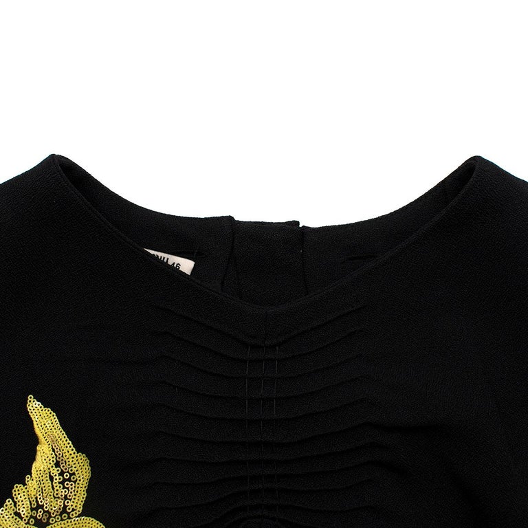 black dress with gold birds Raisa Vanessa dress w/ gold birds detail