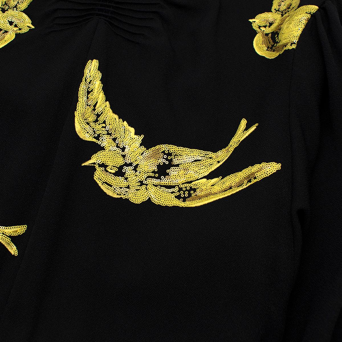 Miu Miu Black & Yellow Sequin Bird Embroidered Dress - Us size 10 In Excellent Condition In London, GB