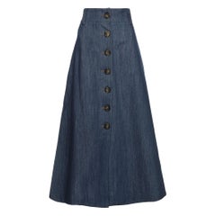 Miu Miu Blue Denim Button Front Midi Skirt M