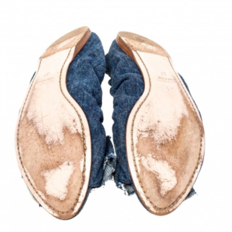 Noir Miu Chaussures de ballet en denim bleu ornées de cristaux taille 37