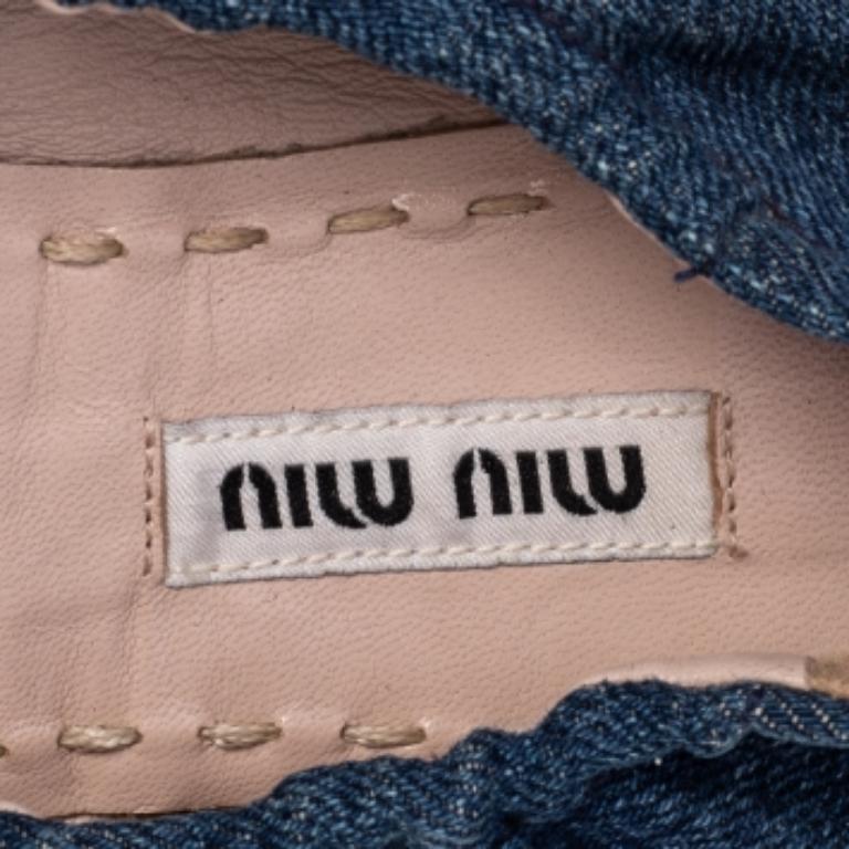  Miu Chaussures de ballet en denim bleu ornées de cristaux taille 37 Pour femmes 