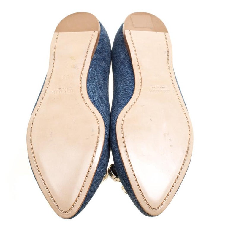 denim flats with bow