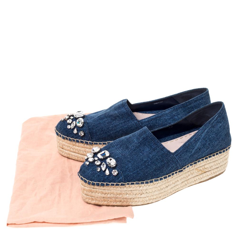 Miu Miu Denim Flats in Blue Womens Shoes Flats and flat shoes Espadrille shoes and sandals 