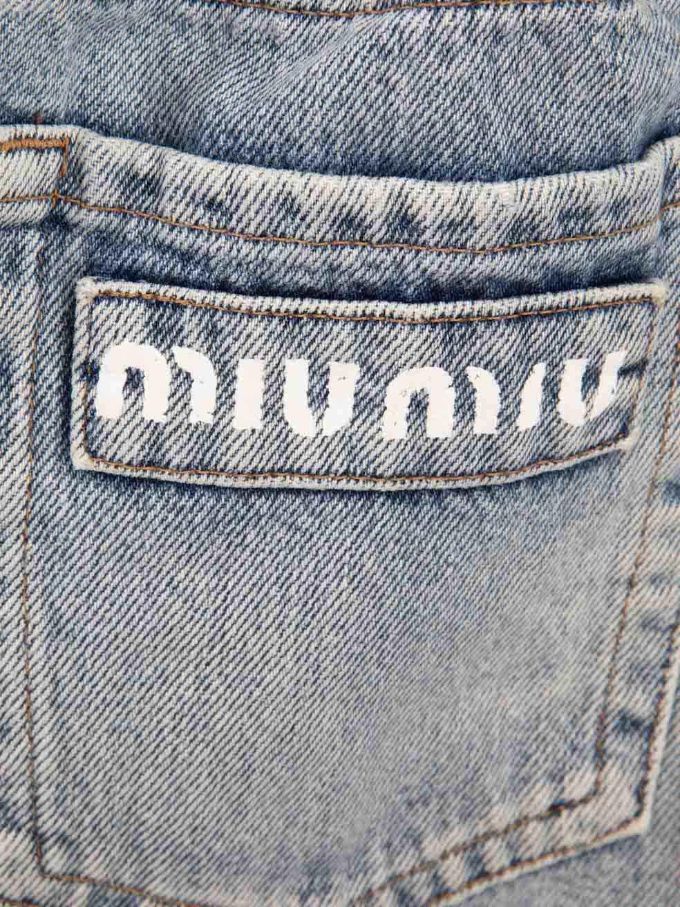 Women's Miu Miu Blue Denim High Rise Paperbag Shorts Size M