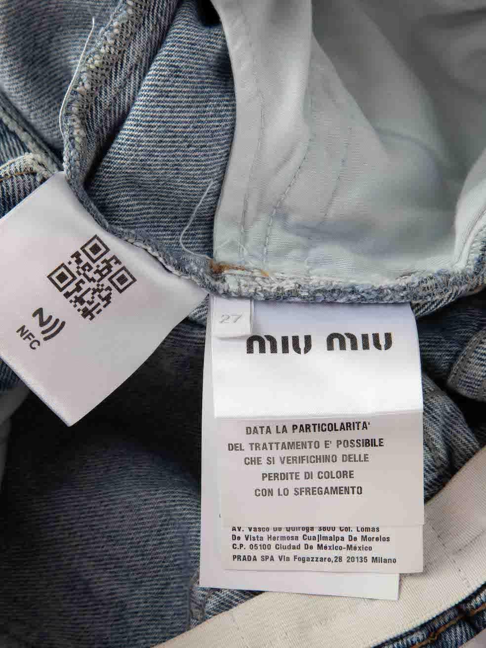 Miu Miu Blue Denim High Rise Paperbag Shorts Size M 3