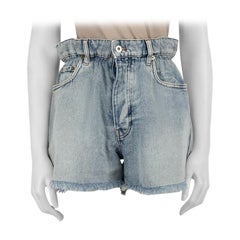 Miu Miu Blue Denim High Rise Paperbag Shorts Size M