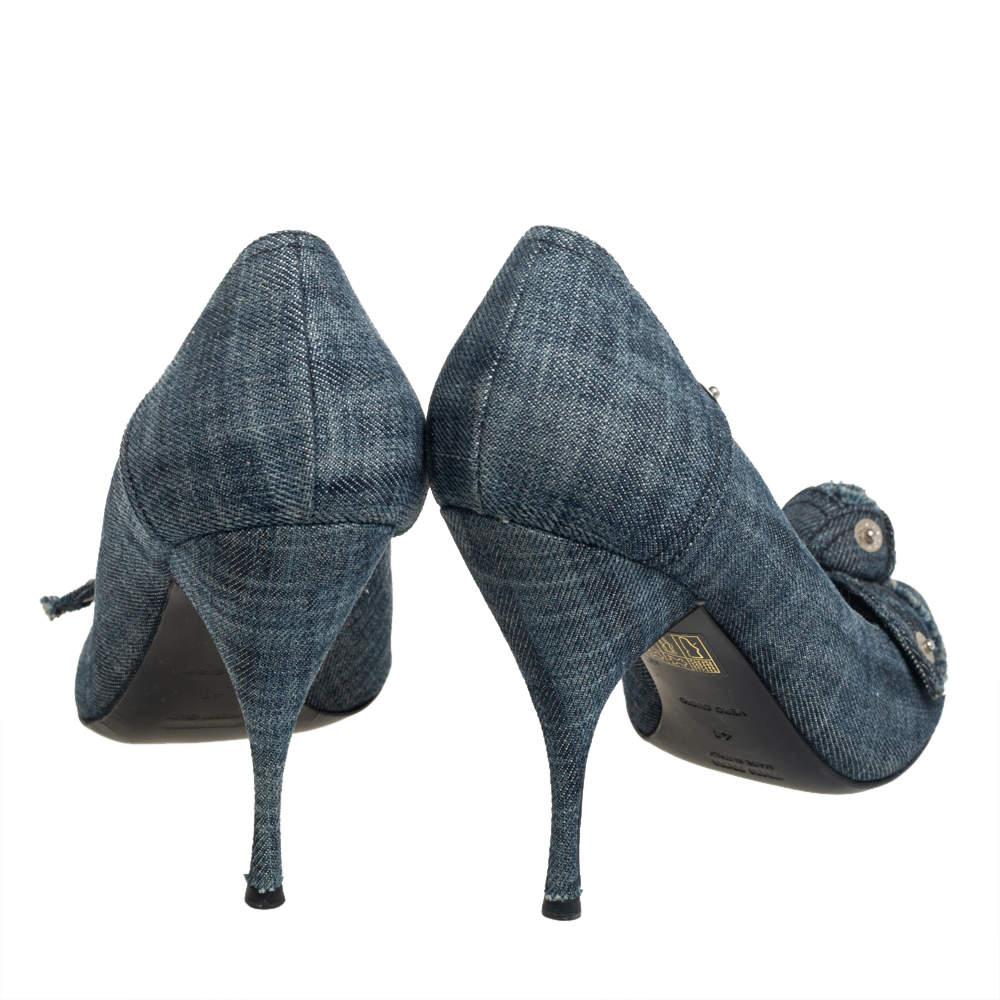 Women's Miu Miu Blue Denim Peep-toe Pumps Size 41
