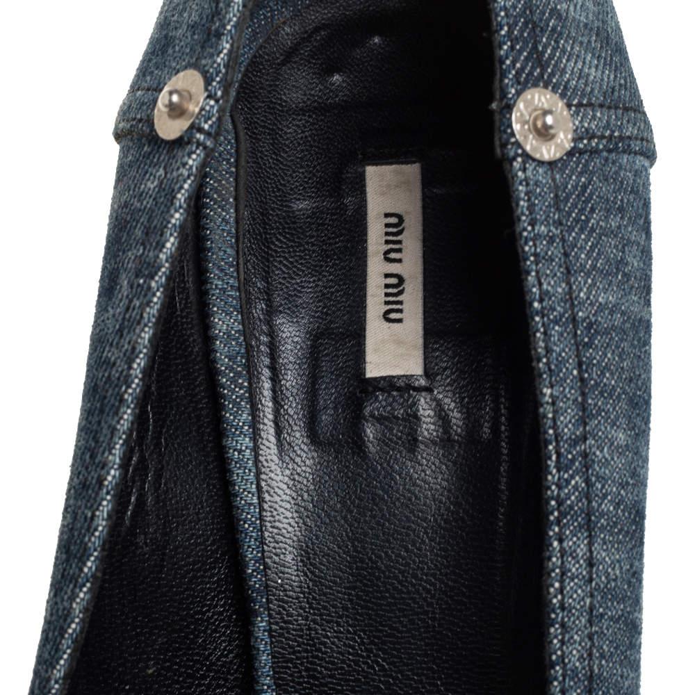 Miu Miu Blue Denim Peep-toe Pumps Size 41 2