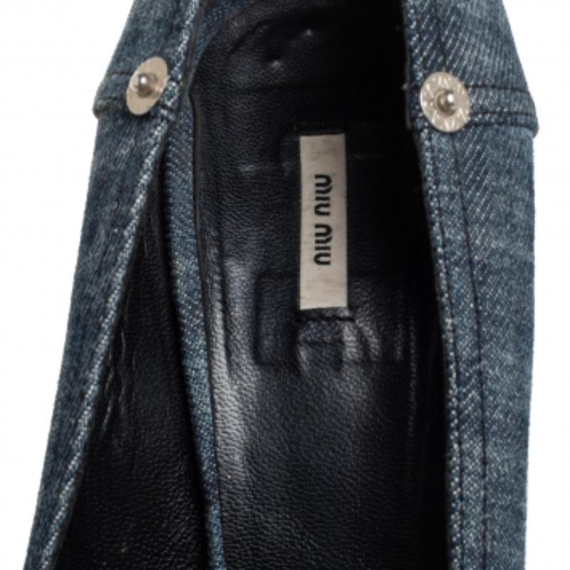 Miu Miu Blue Denim Peep-toe Pumps Size 41 For Sale 2