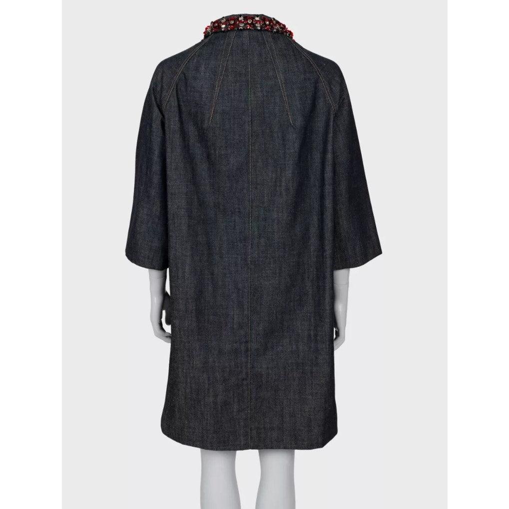 Miu Miu Abrigo vaquero azul adornado con pedrería S.42/M Negro en venta