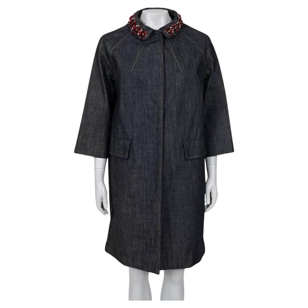Miu Miu Abrigo vaquero azul adornado con pedrería S.42/M en venta
