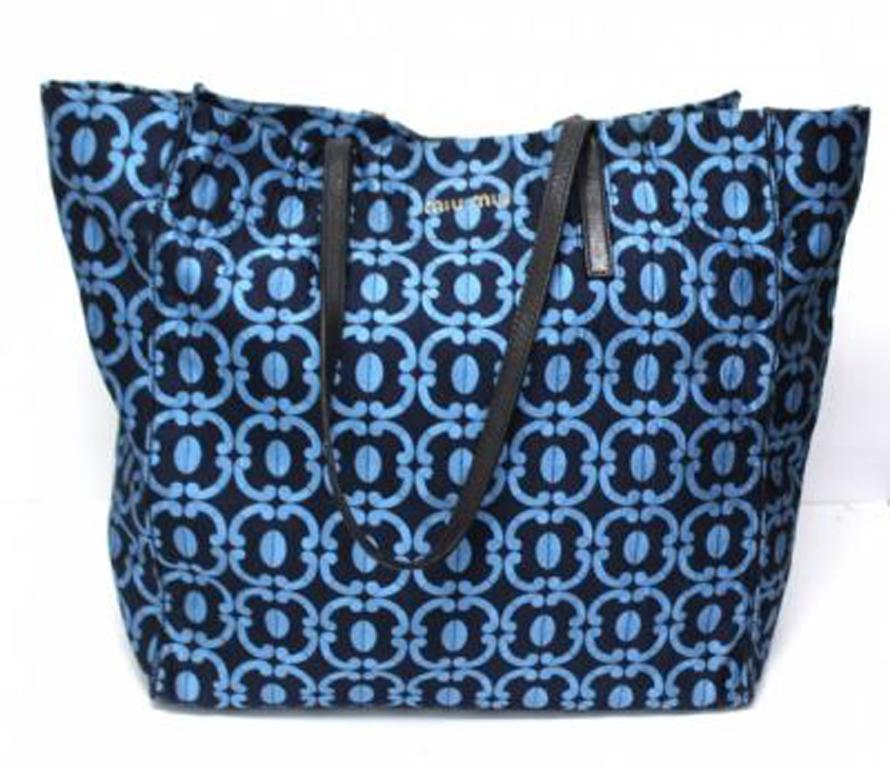 Miu Miu Blue Fabric  Shopper Bag  2