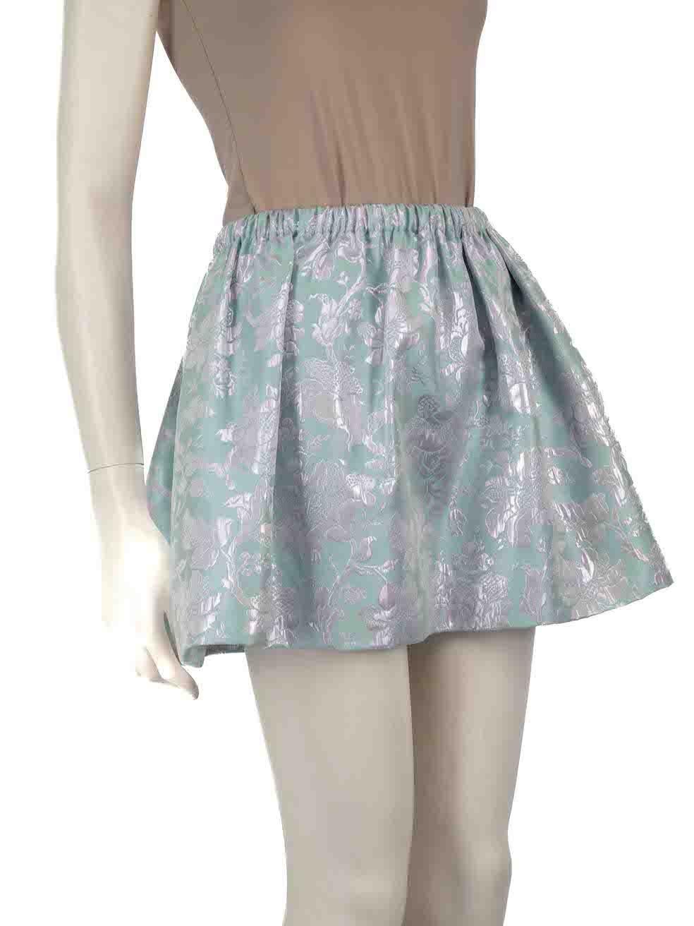 CONDITION is Verygood. Hardly any visible wear to skirt is evident on this used Miu Miu designer resale item.
 
 
 
 Details
 
 
 Blue
 
 Synthetic
 
 Skirt
 
 Floral jacquard pattern
 
 Mini
 
 Elasticated waistband
 
 
 
 
 
 Made in Italy
 
 
 

