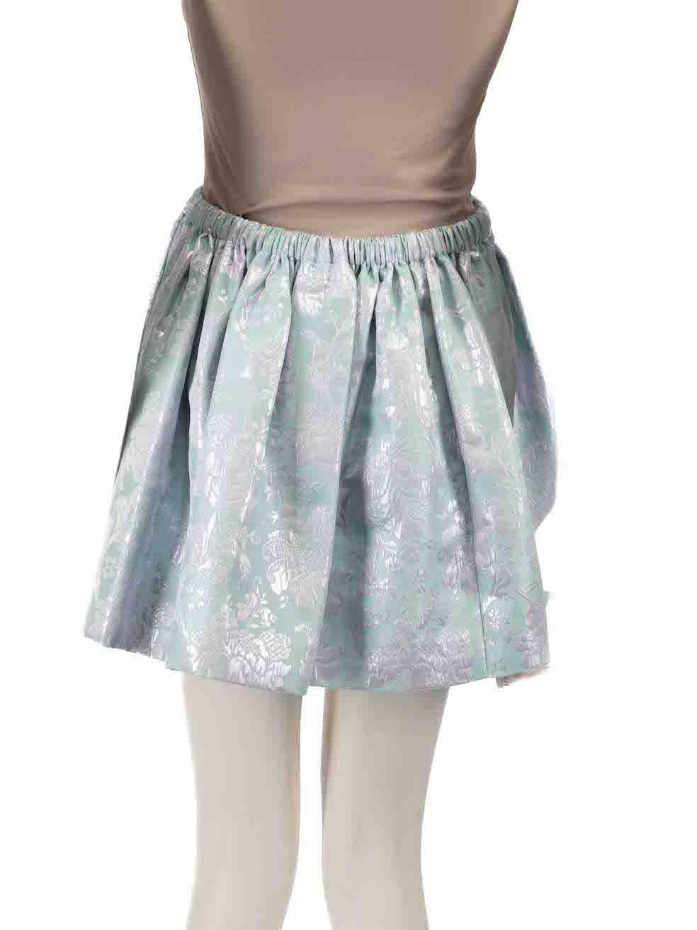 Gray Miu Miu Blue Floral Jacquard Mini Skirt Size XS