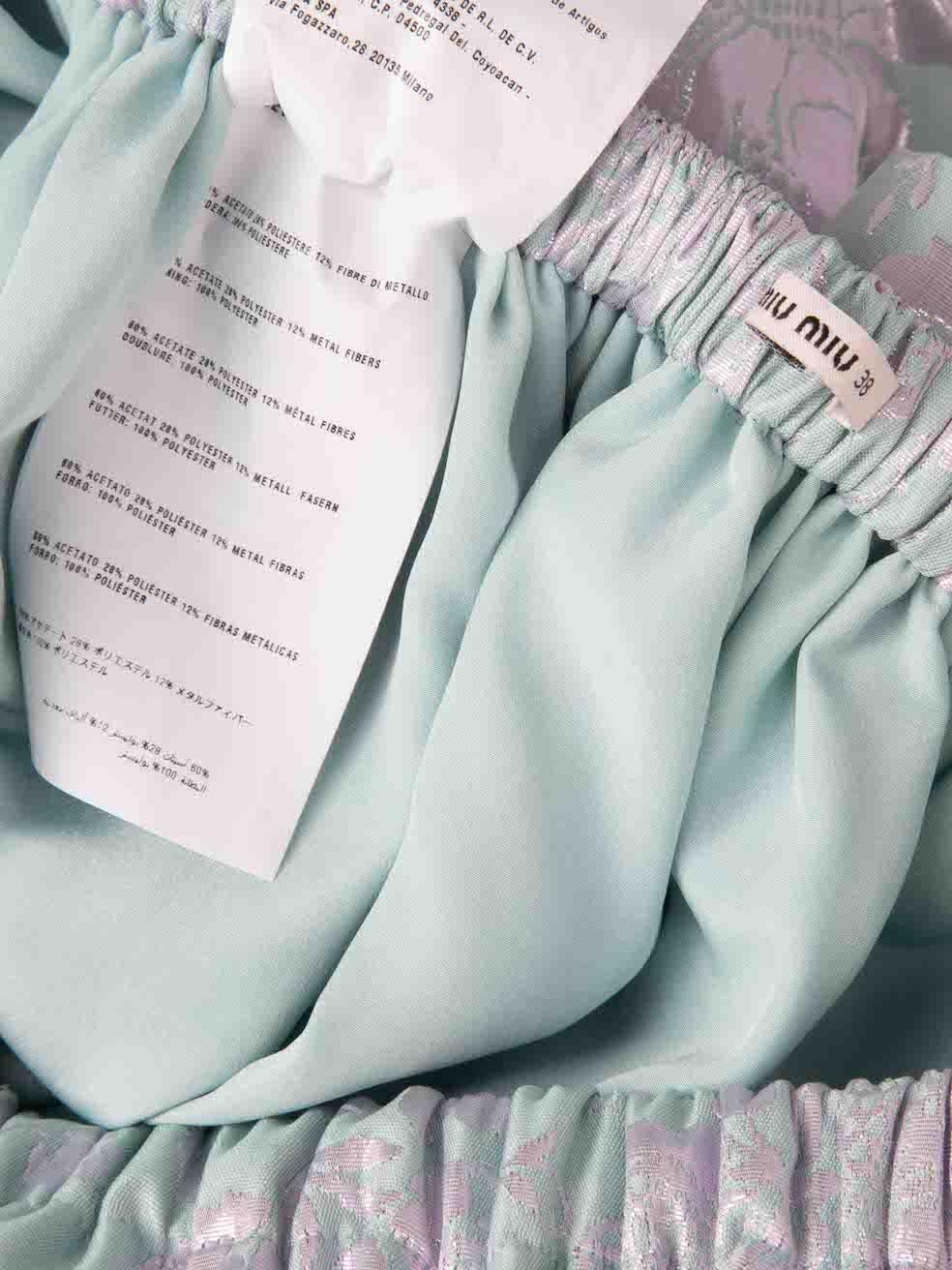 Miu Miu Blue Floral Jacquard Mini Skirt Size XS In Excellent Condition In London, GB