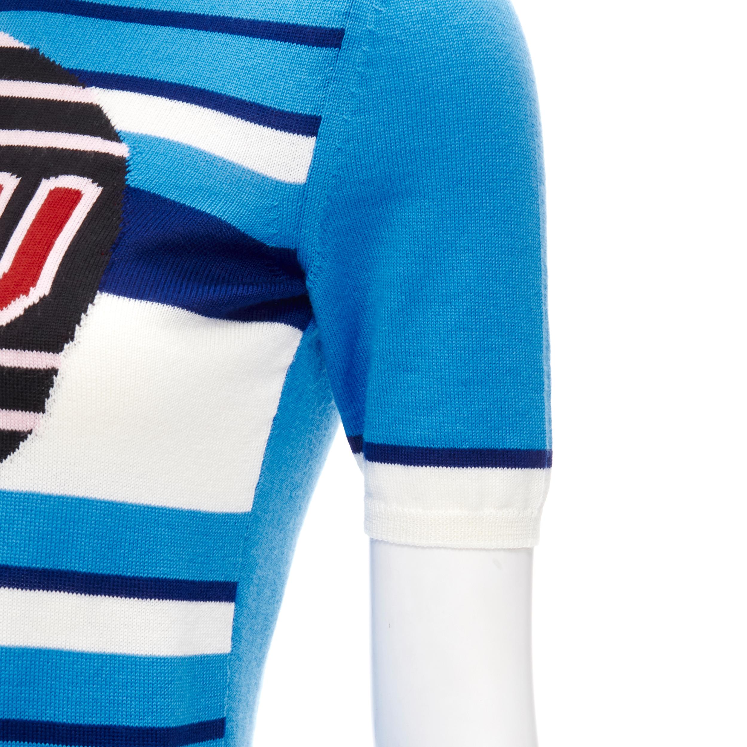 MIU MIU blue graphic circle logo striped knitted sweater top S 3