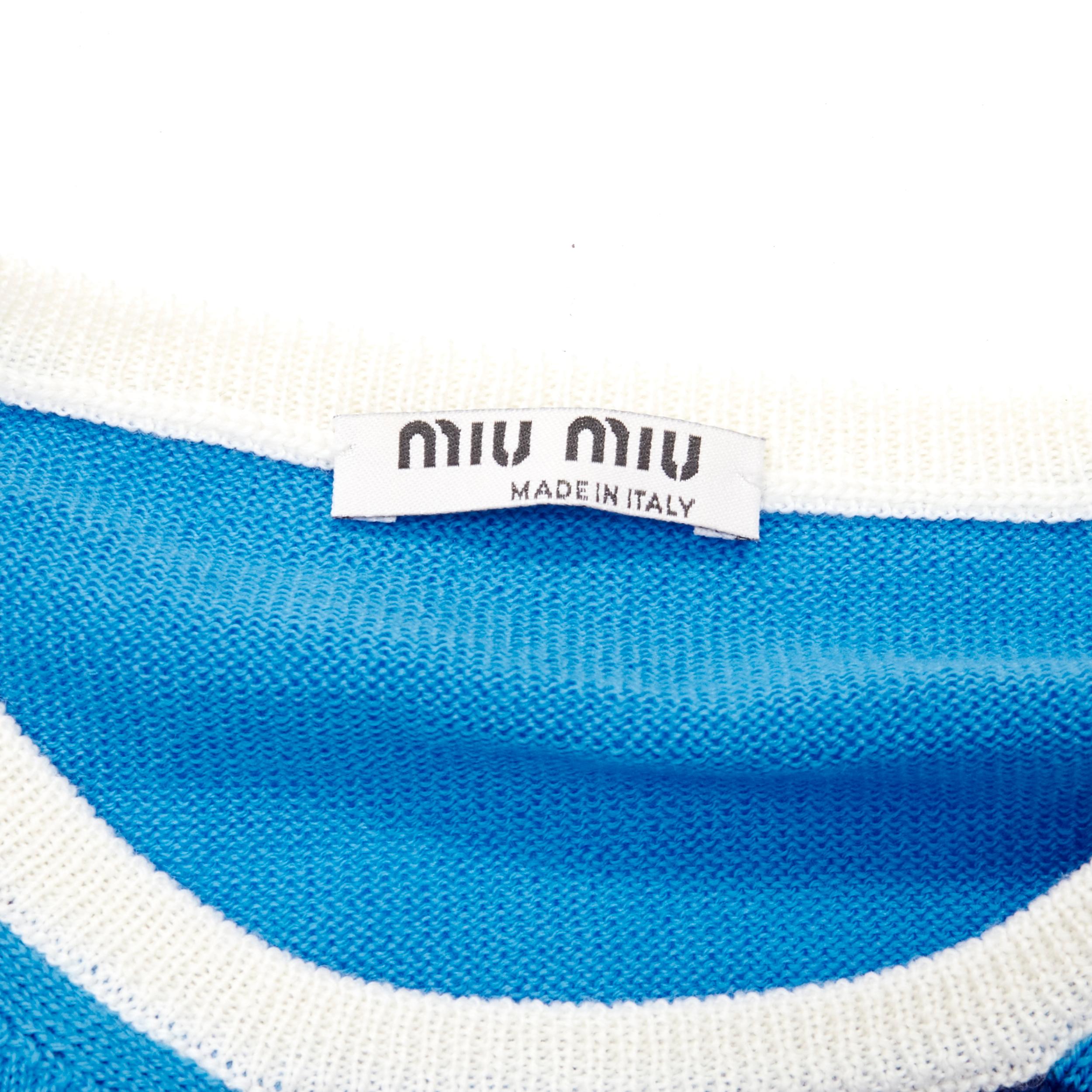 MIU MIU blue graphic circle logo striped knitted sweater top S 4