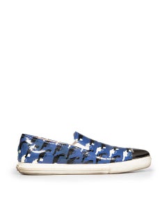 Miu Miu Blue Gun Print Slip On Flats Size IT 38