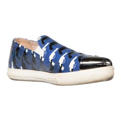 Miu Miu Blue Gun Print Slip On Flats Size IT 38