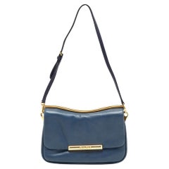 Miu Miu Blue Leather Frame Chin Shoulder Bag