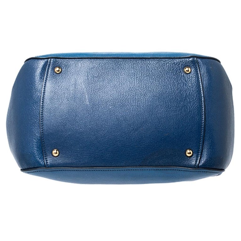 Miu Miu Blue Leather Madras Bowler Bag For Sale at 1stdibs