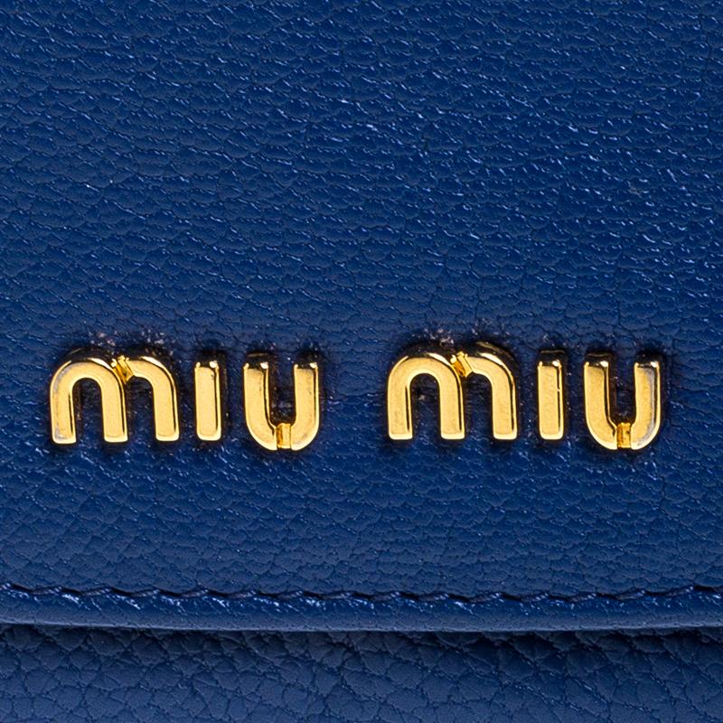 Miu Miu Blue Leather Madras Card Case 2