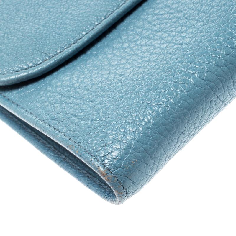 Miu Miu Blue Leather Madras Flap Wallet 1
