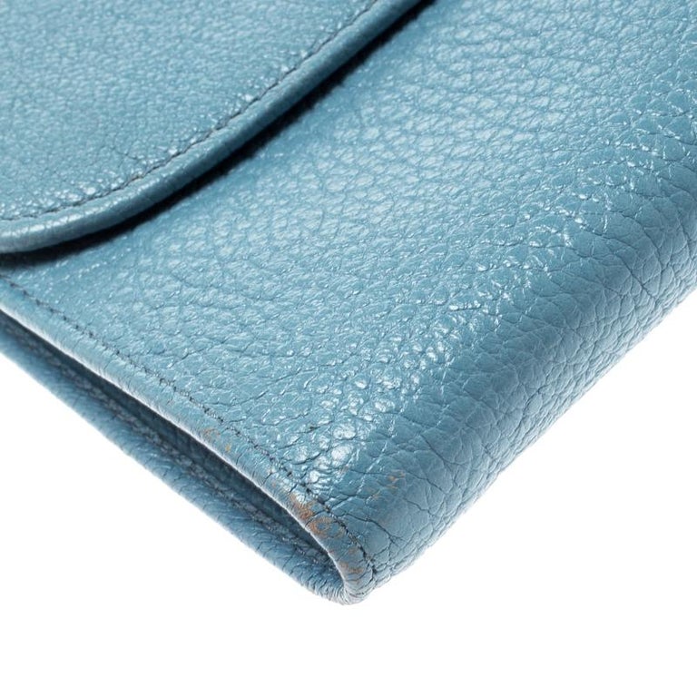 Miu Miu Blue Leather Madras Flap Wallet at 1stDibs