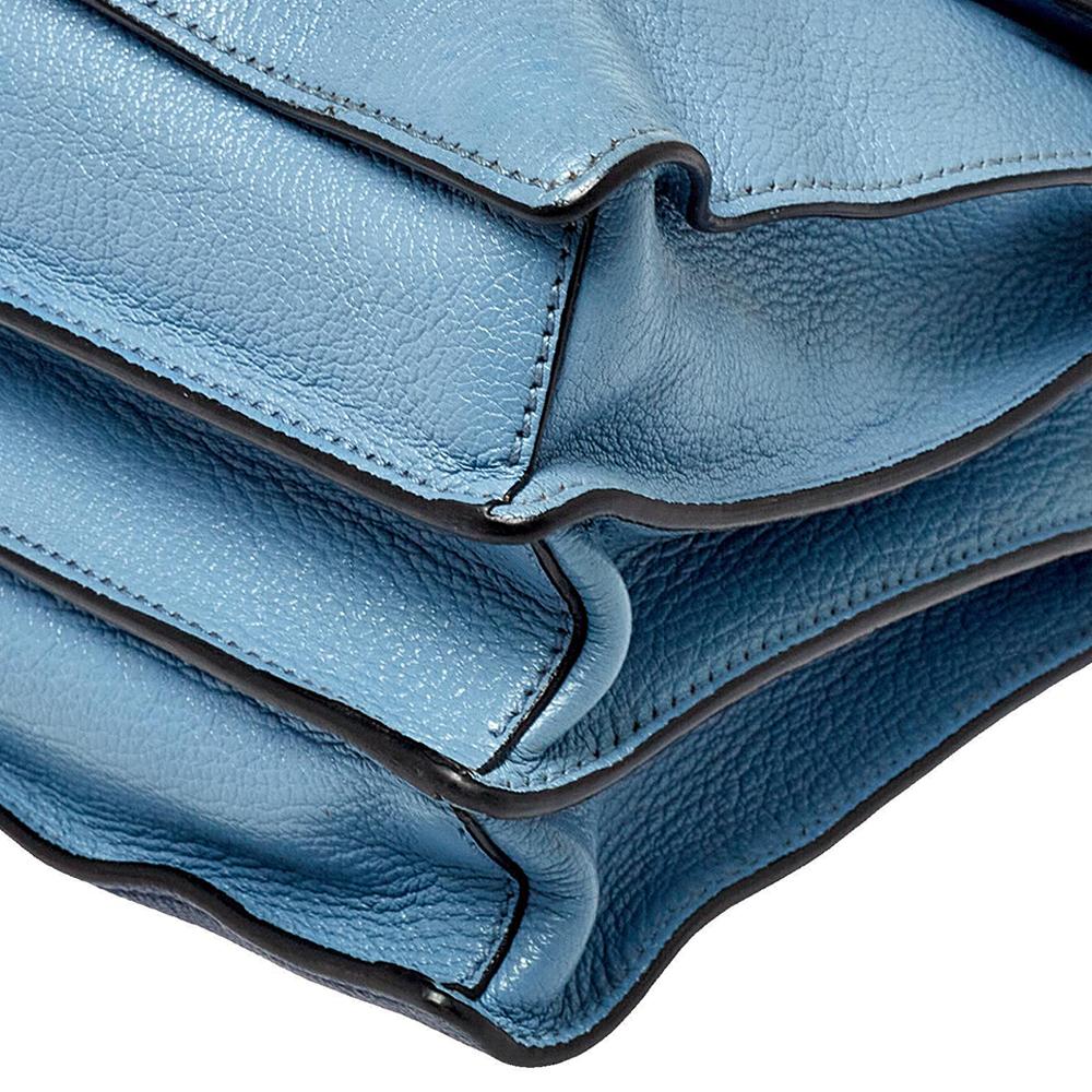 Miu Miu Blue Leather Madras Top Handle Bag 5