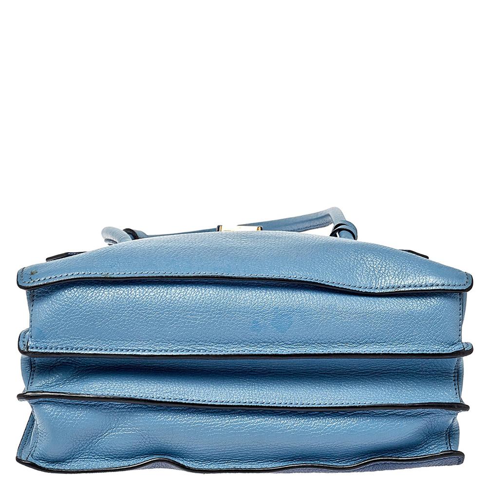 Women's Miu Miu Blue Leather Madras Top Handle Bag