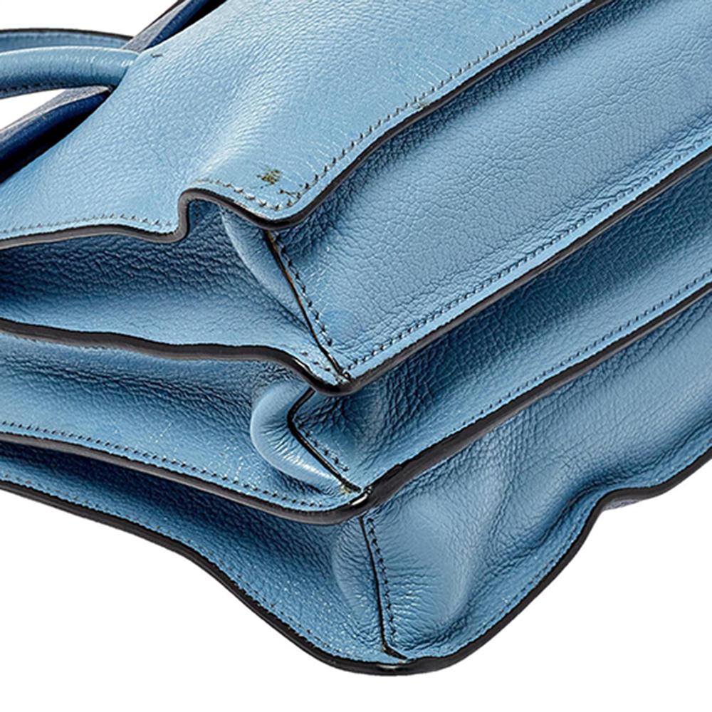 Miu Miu Blue Leather Madras Top Handle Bag 3