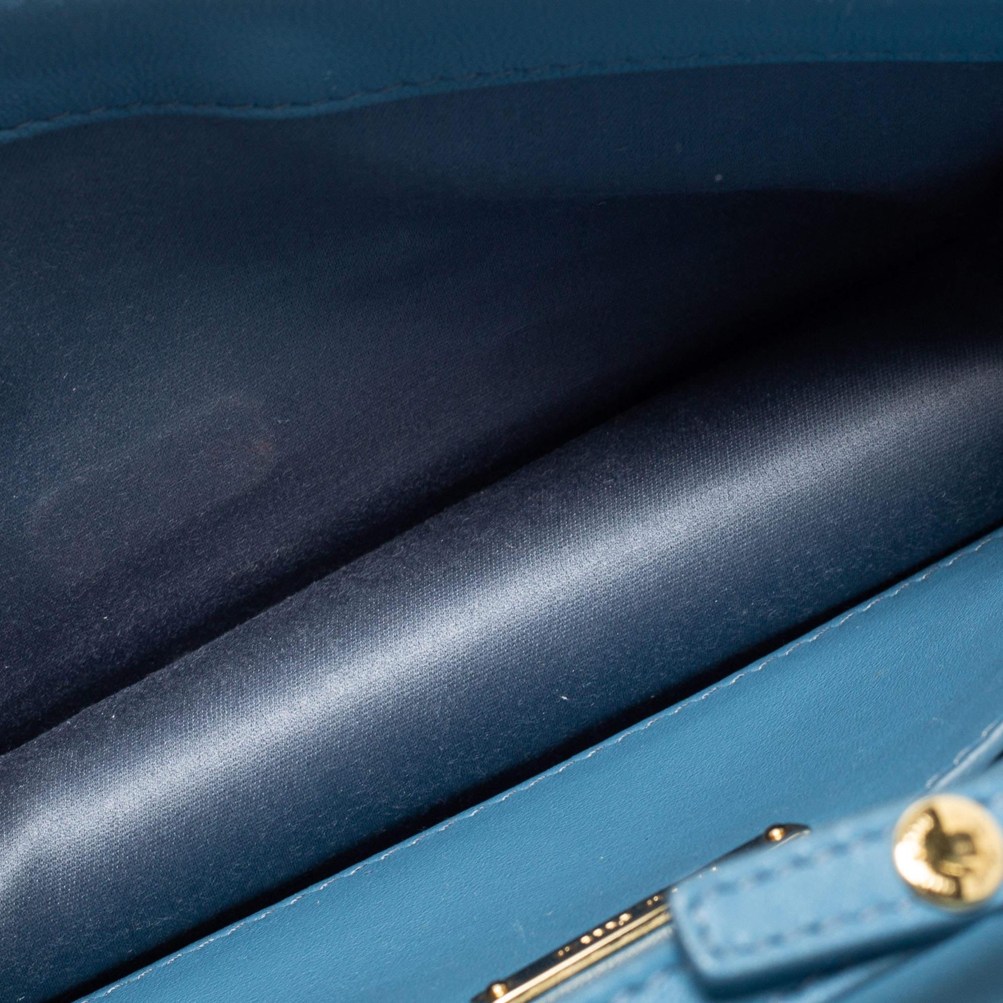Miu Miu Blue Leather Matelasse Crystal Shoulder Bag 4
