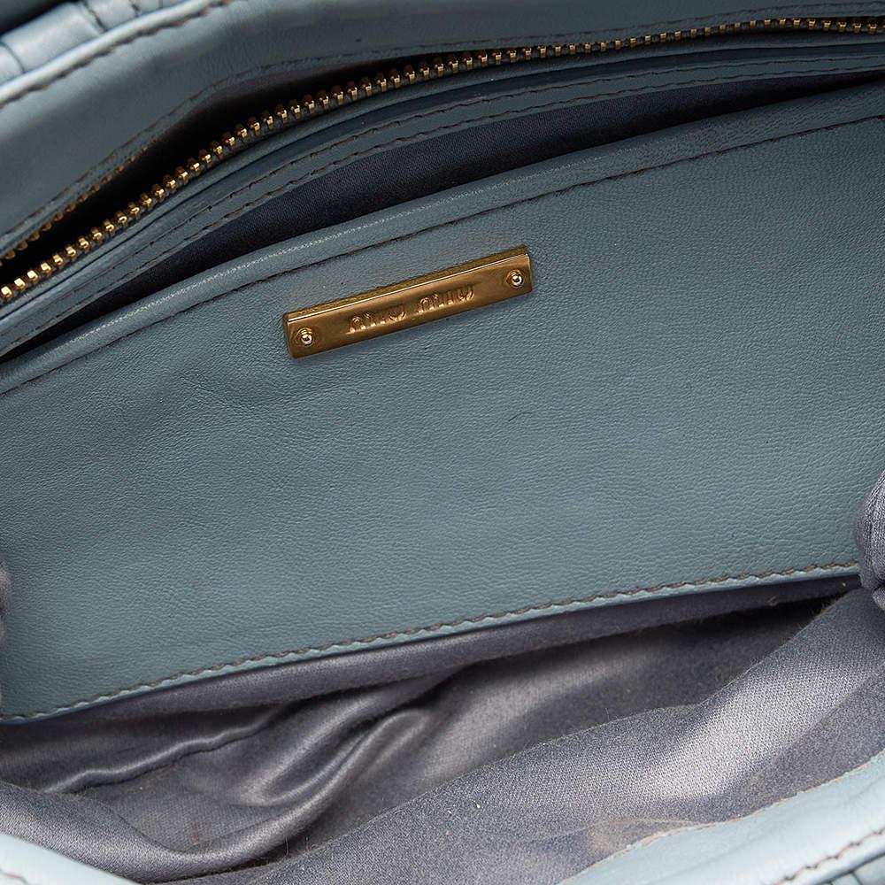Miu Miu Blue Leather Matelassé Leather Flap Shoulder Bag 3