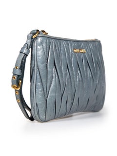 Miu Miu Blue Leather Matelasse Wristlet