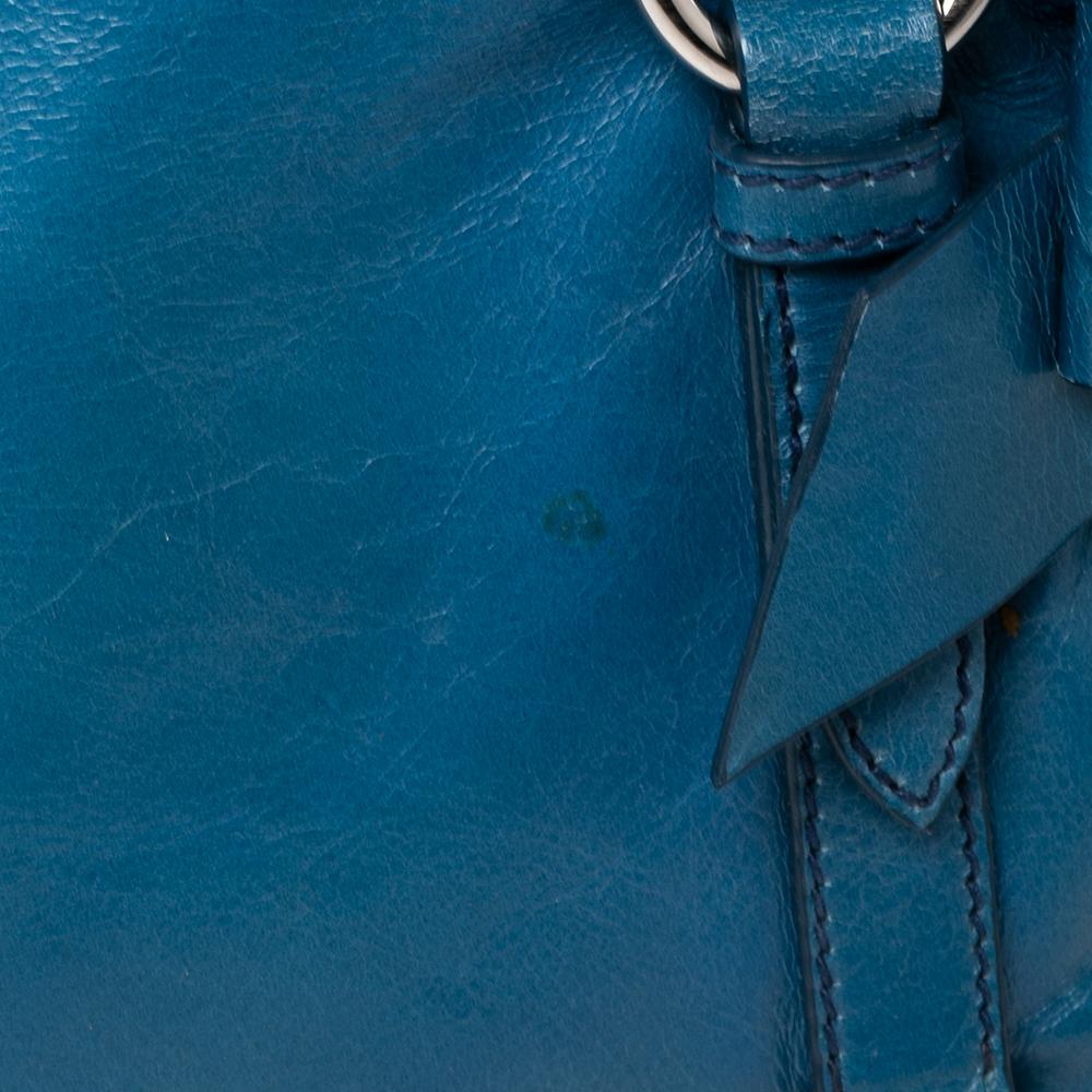 Miu Miu Blue Leather Vitello Lux Leather Bow Top Handle Bag 5