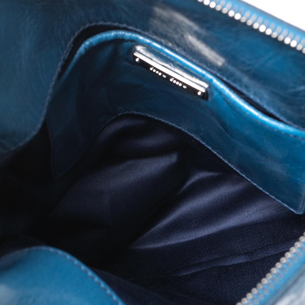 Miu Miu Blue Leather Vitello Lux Leather Bow Top Handle Bag 6