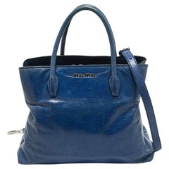 Miu Miu Blue Leather Vitello Tote