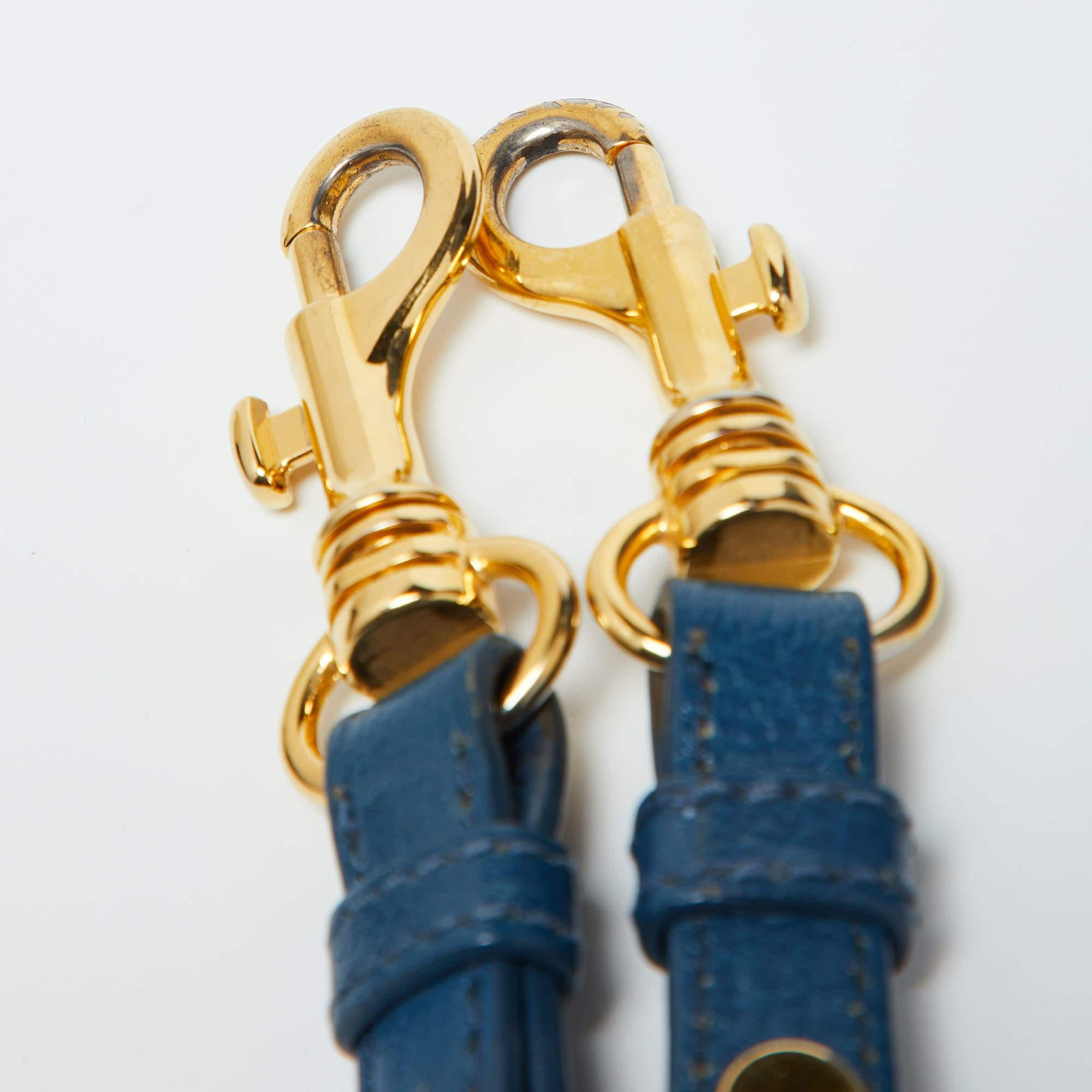 Miu Miu Blue Madras Leather Pushlock Tote 4