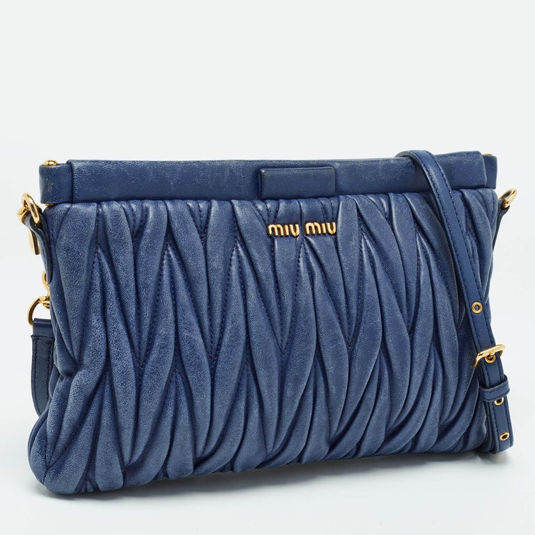 Shoulder Bag Miu Miu MatelassÃ© Miu Miu Blue MatelassÃ Leather