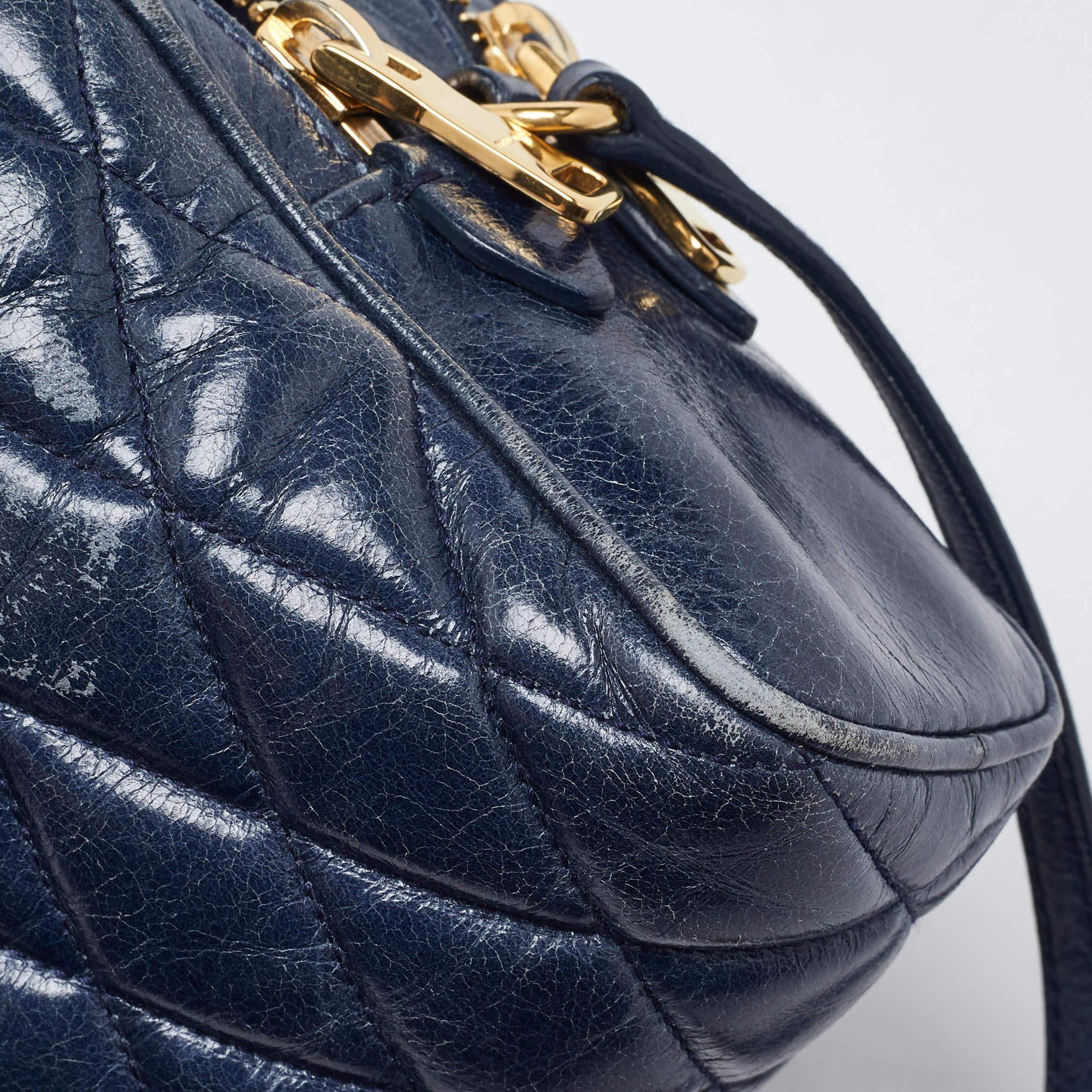 Miu Miu Blue matelassé Leather Camera Crossbody Bag 1