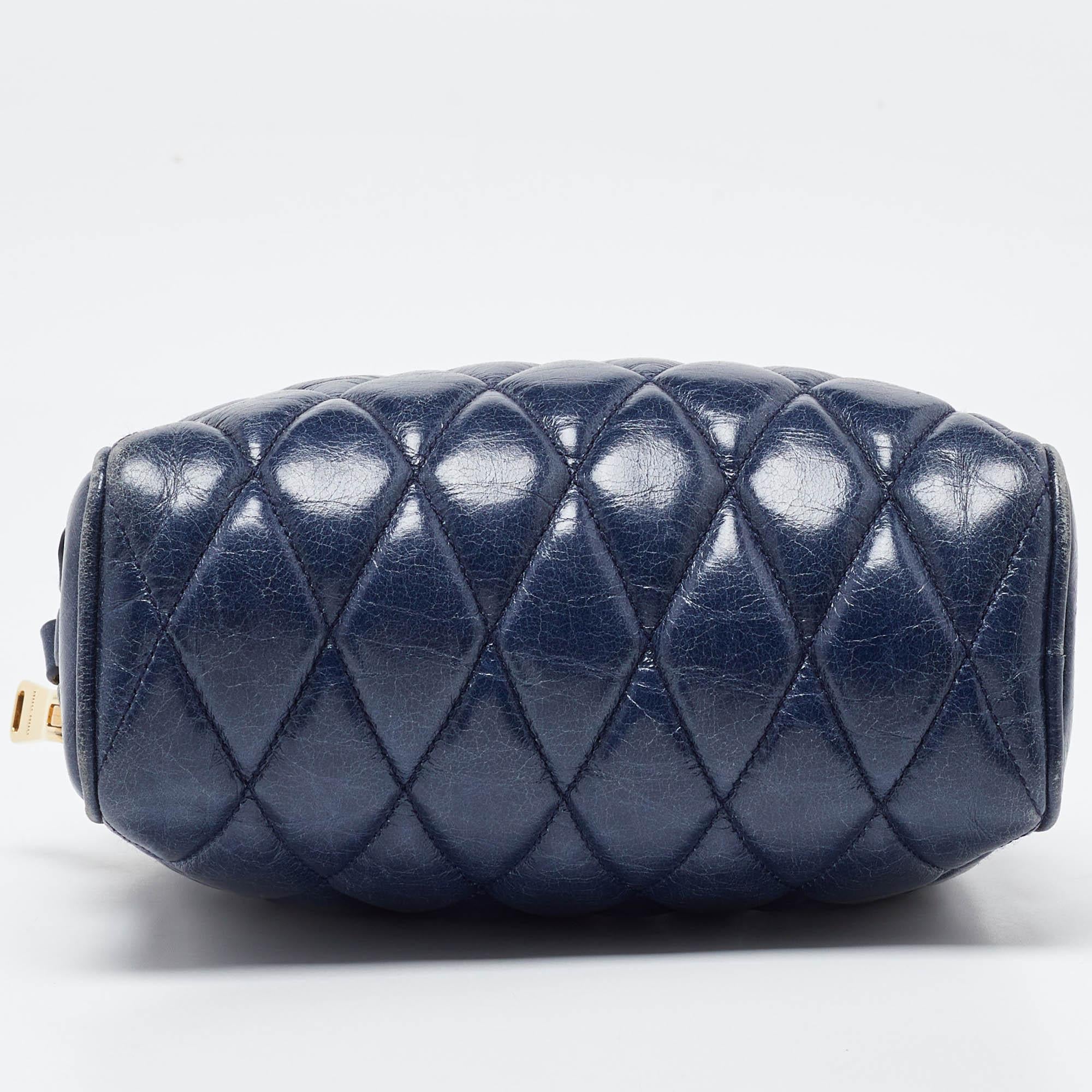 Miu Miu Blue matelassé Leather Camera Crossbody Bag 2