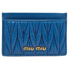 Miu Miu Blue Matelassé Leather Card Holder