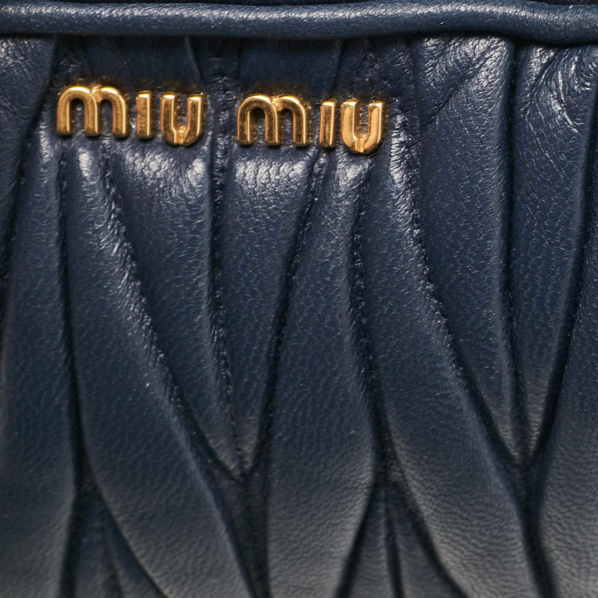 Women's Miu Miu Blue matelassé Leather Double Zip Crossbody Bag