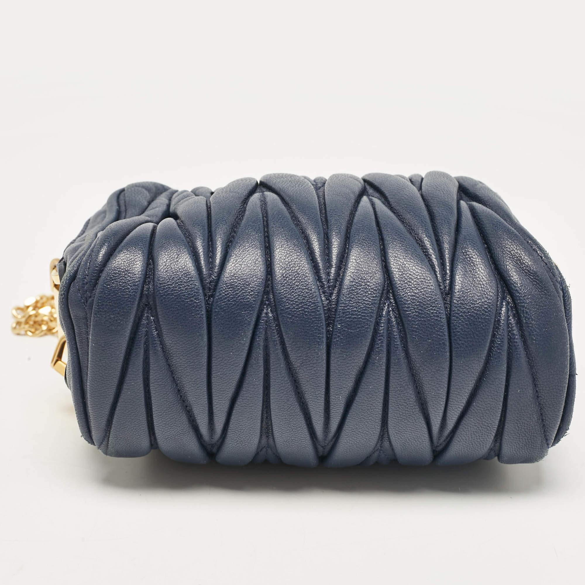 Miu Miu Blue matelassé Leather Double Zip Crossbody Bag 2
