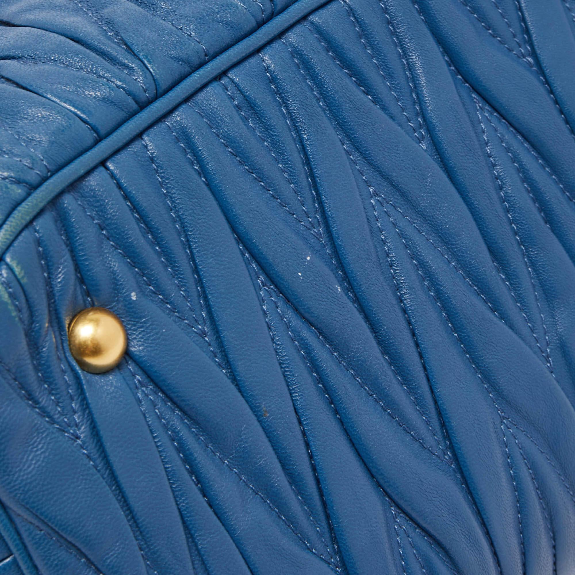 Miu Miu Blue Matelasse Leather Top Zip Tote 10