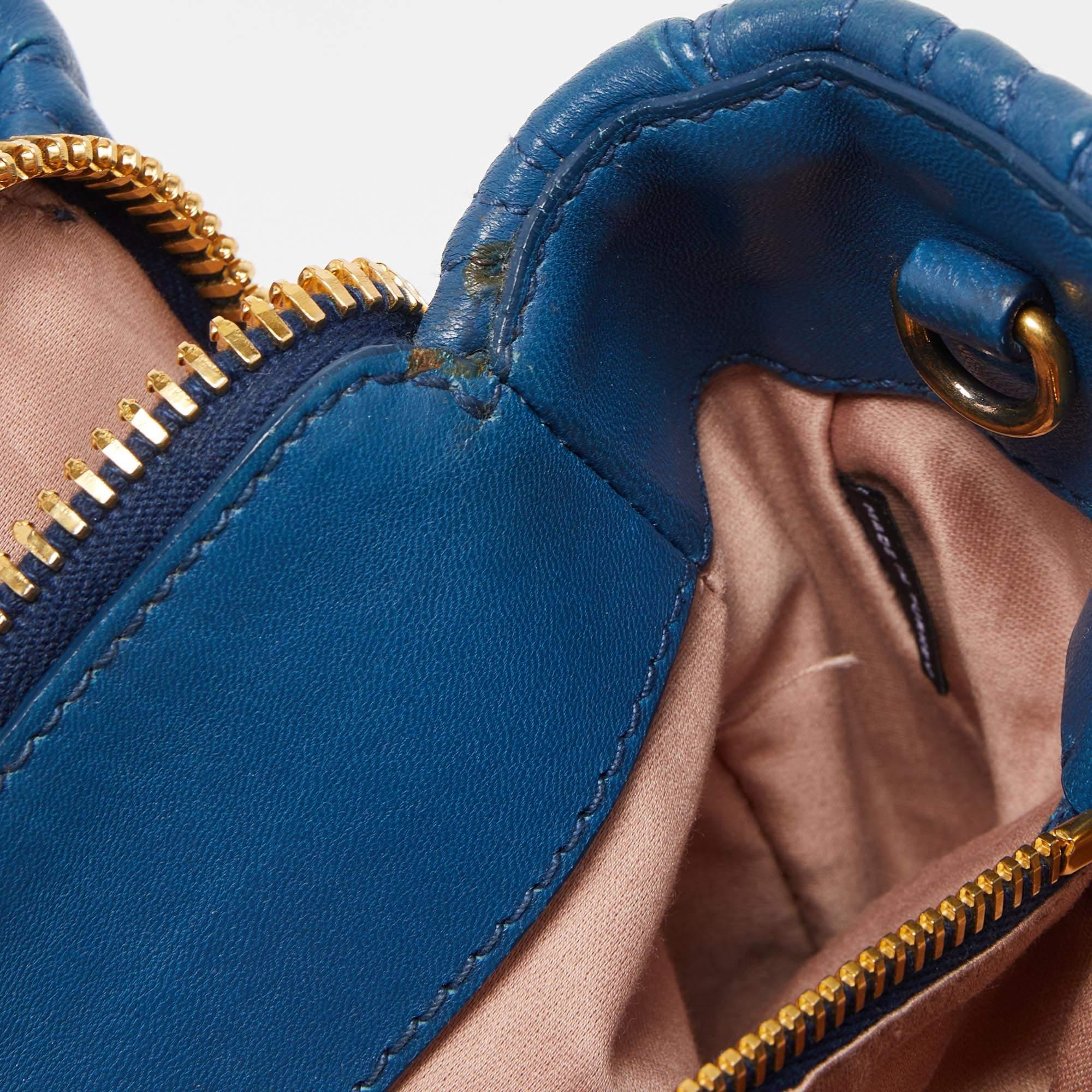 Miu Miu Blue Matelasse Leather Top Zip Tote 12